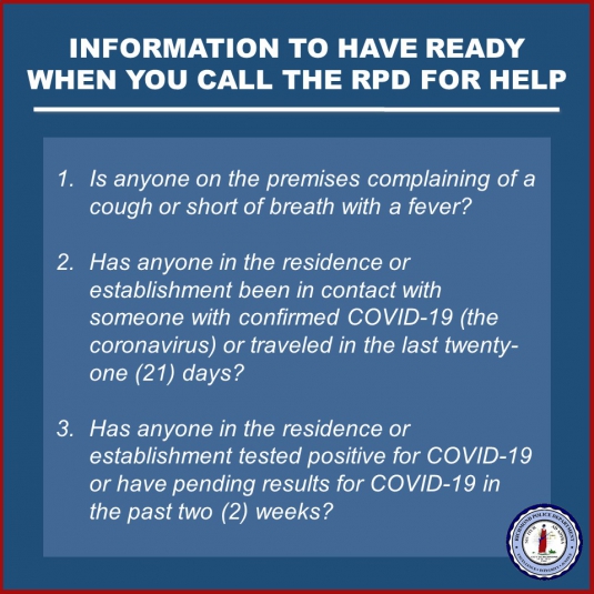 RPD - COVID 19 Caller Directive Graphic